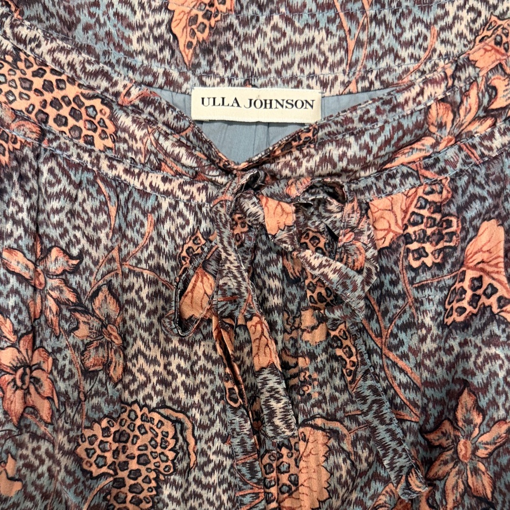 Ulla Johnson Coral Floral skirt with Slate Print